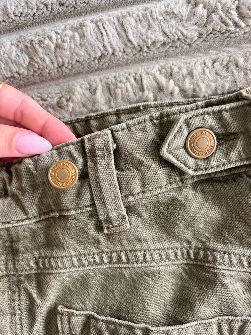 We the Free Palmer Wide Leg Baggy Loose Fit Denim Jeans Army Green Size 27